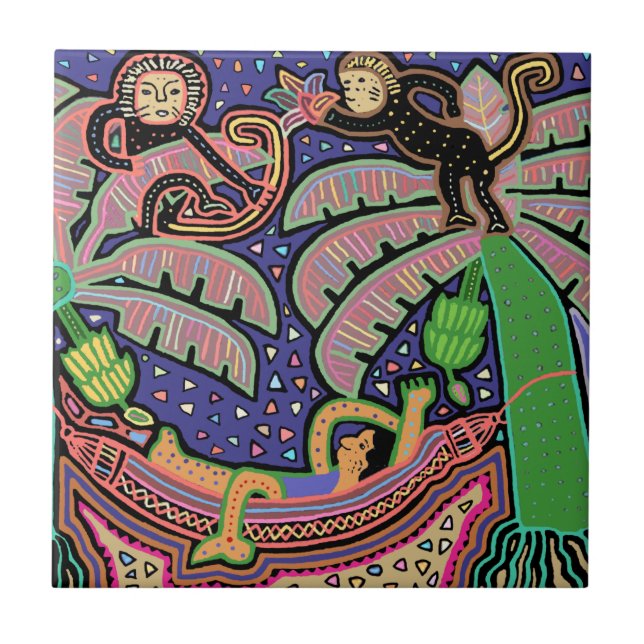 Tropical Man in Hammock Ceramic Tile (Front)