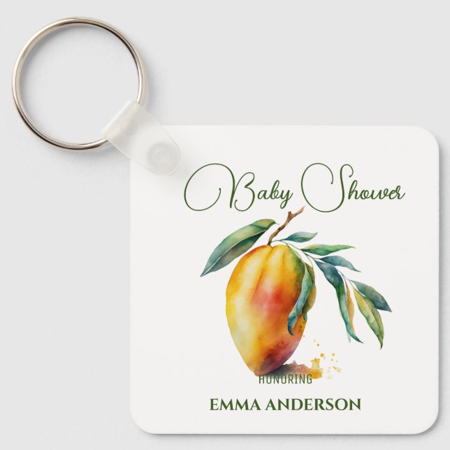 Tropical Mango | Baby Shower Key Ring (Front)