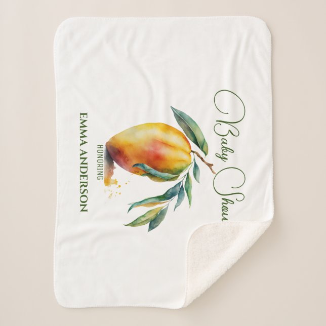 Tropical Mango | Baby Shower Sherpa Blanket (Front)