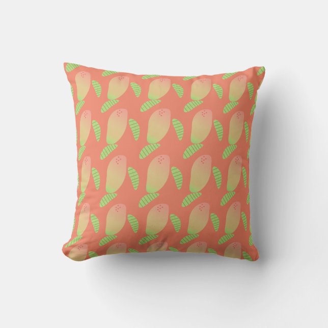 Tropical Mango Fruit Green Orange    Cushion (Front)