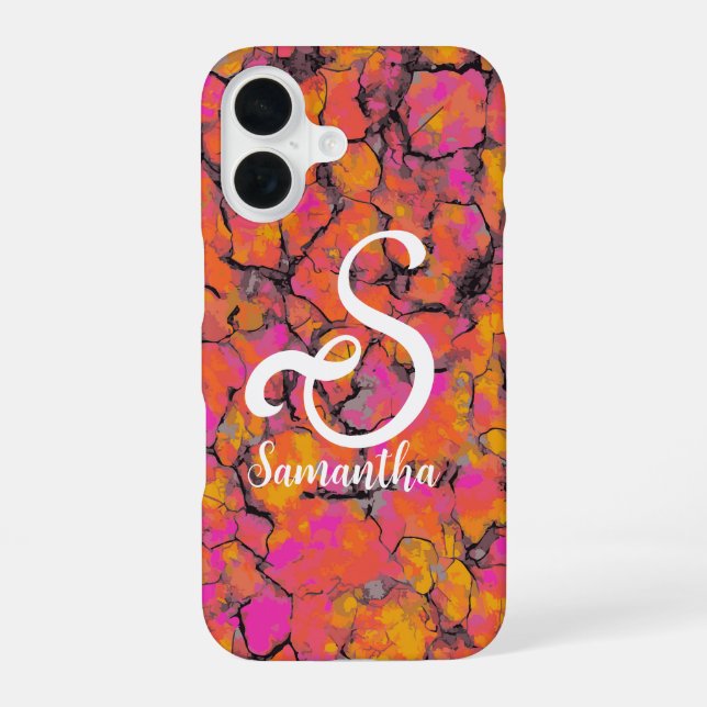 Tropical Marble Monogram iPhone 16 Case (Back)