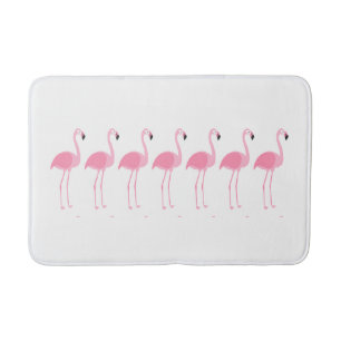 Tropical Marching Pink Flamingos Bath Mat