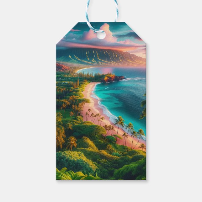 Tropical Maui Island Paradise Gift Tags (Front)