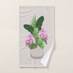 Tropical Medinilla Elegant Flower in Vase Bath Towel Set