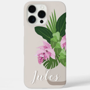 Tropical Medinilla Pink Flower in Beige Vase Name iPhone 16 Pro Max Case