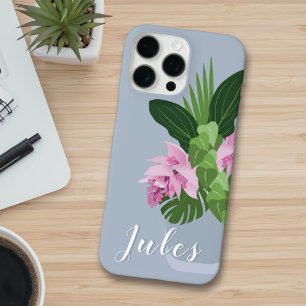 Tropical Medinilla Pink Flower in Blue Vase Name iPhone 16 Pro Max Case