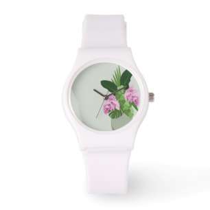 Tropical Medinilla Pink Flower in Green Vase Watch
