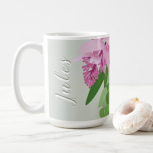 Tropical Medinilla Pink Flower on Green add Name Coffee Mug