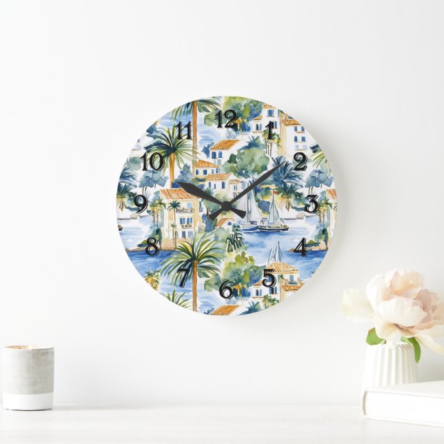 Tropical Mediterranean   Large Clock (Home)