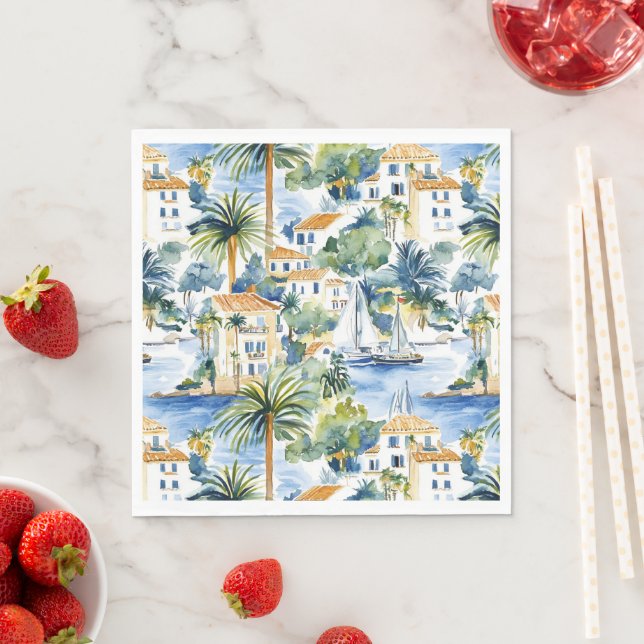 Tropical Mediterranean Wedding  Napkin (Insitu)