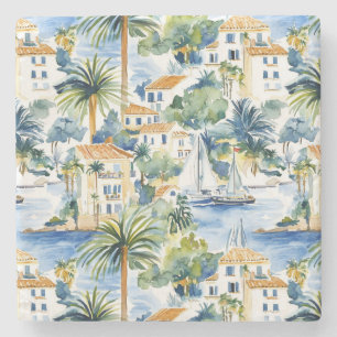 Tropical Mediterranean Wedding  Stone Coaster
