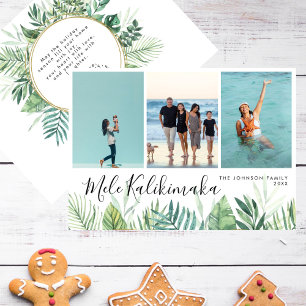 Tropical Mele Kalikimaka Christmas Photo Collage Holiday Card