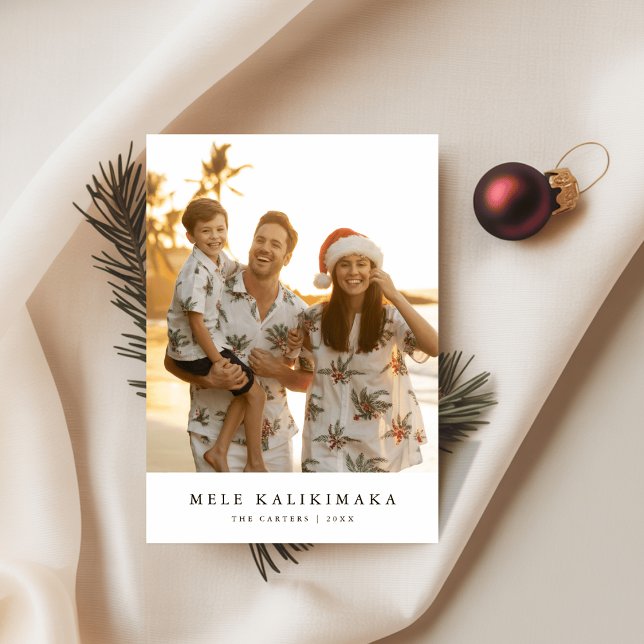 Tropical Mele Kalikimaka Family Beach Photo Holiday Card (Creator Uploaded)