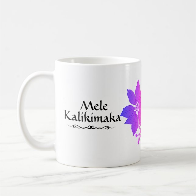 Tropical Mele Kalikimaka Hawaiian Coffee Mug (Left)