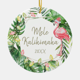  Tropical Mele Kalikimaka Hawaiian Photo Ceramic Ornament