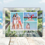 Tropical Mele Kalikimaka Photo Holiday Card<br><div class="desc">Share your favourite Hawaiian vacation or warm weather photos with this fun tropical palm trees holiday card with Mele Kalikimaka and your names in chic white text. Select Matte for heaviest paper and high definition for best print quality.</div>
