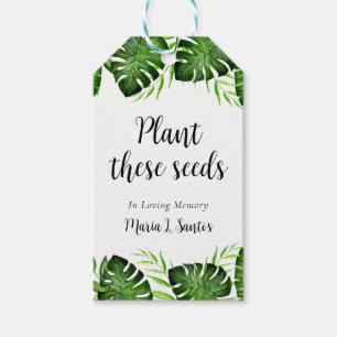 Tropical Memorial Seed Packet Funeral Monstera Gift Tags