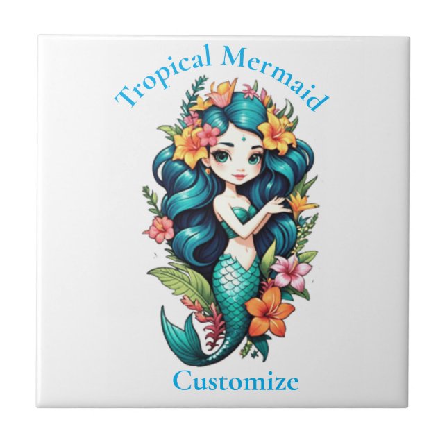 Tropical Mermaid Thunder_Cove Ceramic Tile (Front)