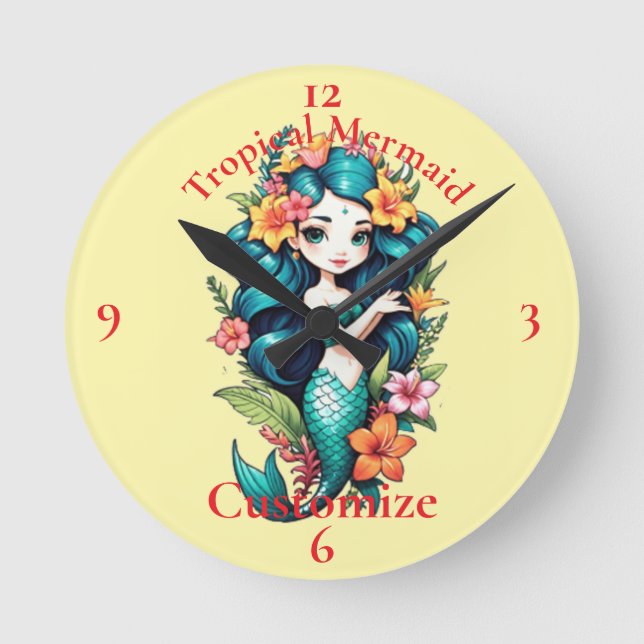 Tropical Mermaid Thunder_Cove Round Clock (Front)