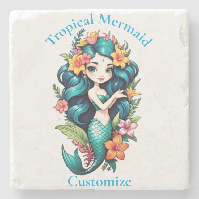 Tropical Mermaid Thunder_Cove Stone Coaster (Front)