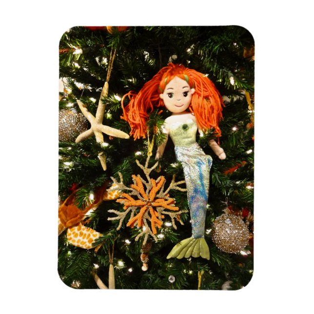 Tropical Mermaid Under the Sea Christmas Holiday Magnet (Vertical)