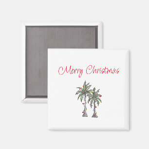 Tropical Merry Christmas Beach Palm Trees Magnet