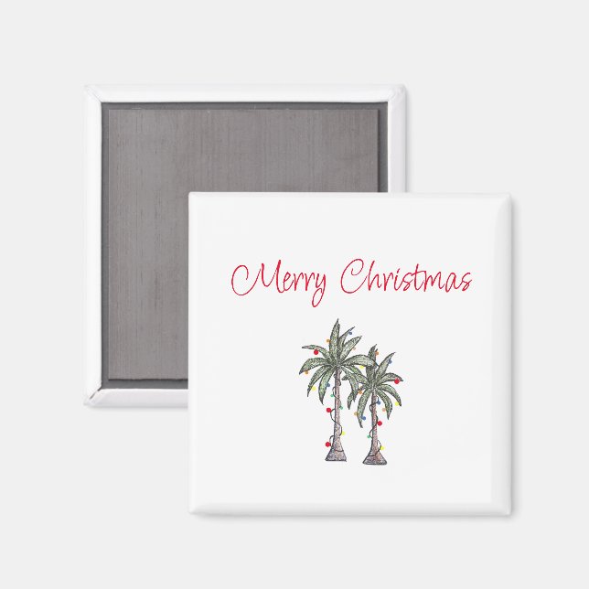 Tropical Merry Christmas Beach Palm Trees  Magnet (Front/Back)