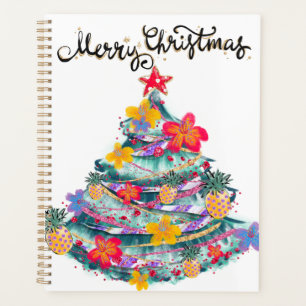 Tropical Merry Christmas Christmas Tree T-Shirt To Planner