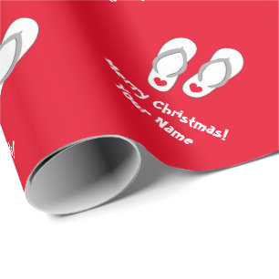 Tropical Merry Christmas flip flops wrapping paper