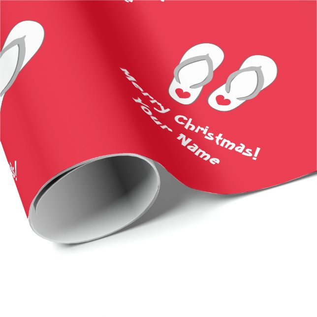 Tropical Merry Christmas flip flops wrapping paper (Roll Corner)