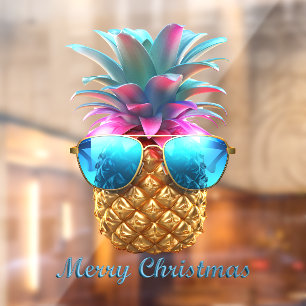 Tropical Merry Christmas Window Cling