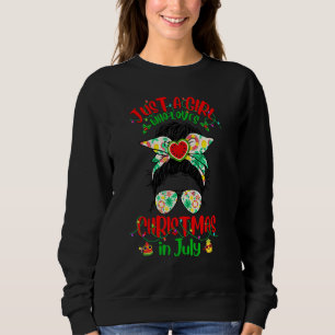 Tropical Messy Bun Girl Christmas In July Sweatshirt