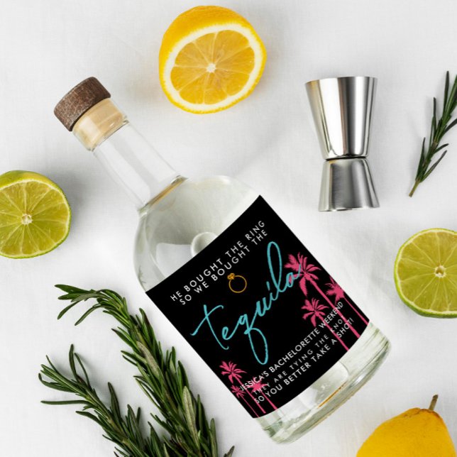 Tropical Miami Bachelorette Weekend Liquor Bottle Label (Creator Uploaded)