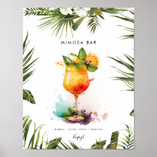 tropical mimosa cocktail bar menu sign