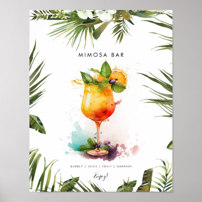 tropical mimosa cocktail bar menu sign (Front)