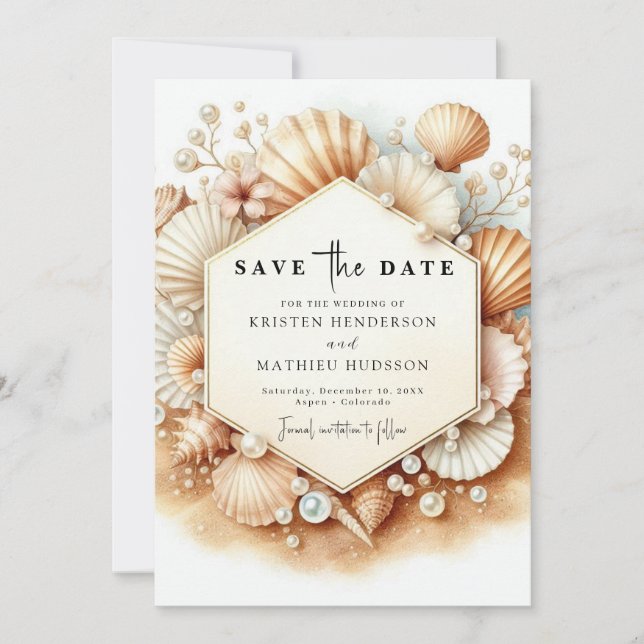 Tropical Minimal Beach Wedding Save The Date (Front)