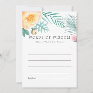 Tropical Mint Floral Summer Baby Shower Advice Card
