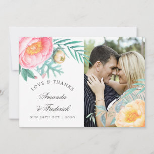 Tropical Mint Floral Summer Wedding Thank You