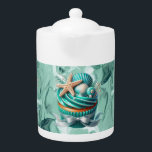 Tropical Mint Seashell Cupcake Porcelain Teapot<br><div class="desc">Tropical Mint Seashell Cupcake Porcelain Teapot</div>