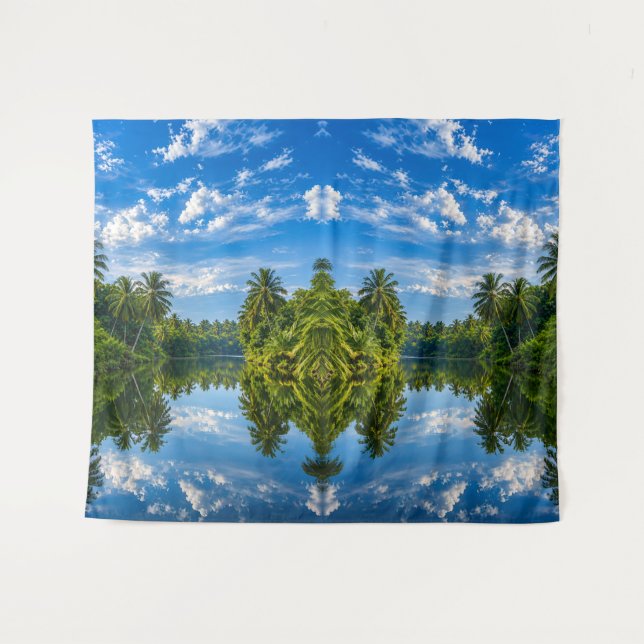 Tropical Mirror River Reflections Wall  Tapestry (Front (Horizontal))