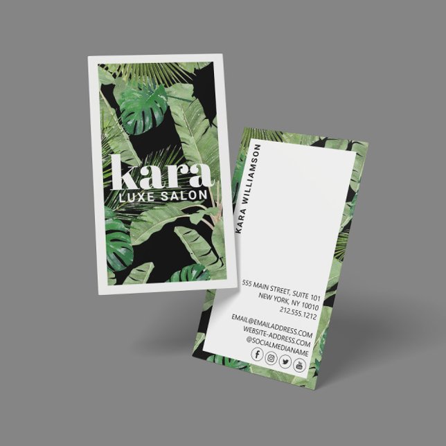 Tropical Modern Boutique Salon Designer Black Business Card (Creator Uploaded)