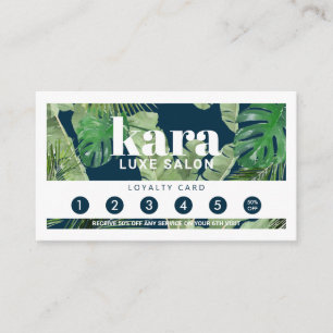 Tropical Modern Boutique Salon Navy Loyalty Card
