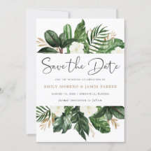 Tropical Modern Palm Cactus White Floral