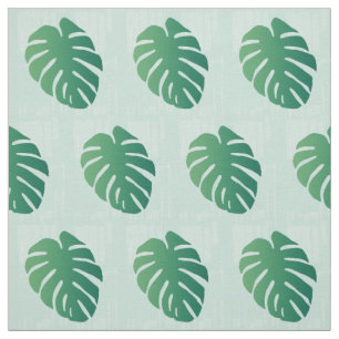 Tropical Monastera Green Leaf Pattern Fabric