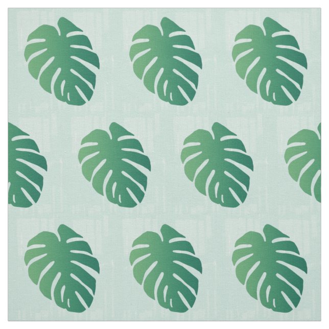 Tropical Monastera Green Leaf Pattern Fabric (Swatch)