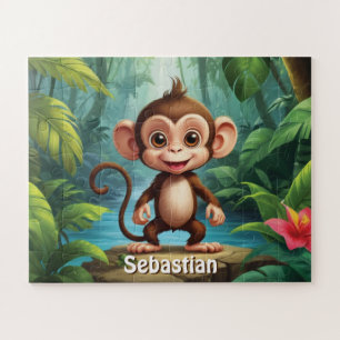 Tropical Monkey Paradise Personalized Jigsaw Puzzle