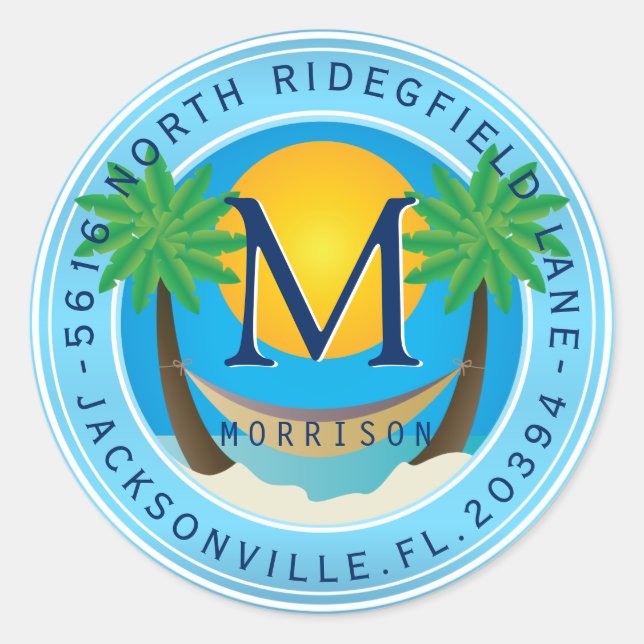 Tropical Monogram Address Label (Front)