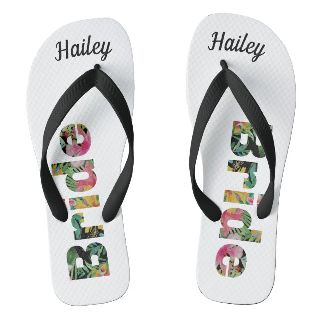 Tropical Monogram Bride Thongs (Footbed)