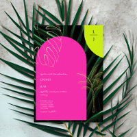 Tropical Monogram Neon Arches Palm Tree Wedding