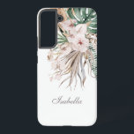 Tropical Monstera and Orchid Custom Name Samsung Galaxy Case<br><div class="desc">Let us introduce the Tropical Monstera and Orchid Custom Name Phone Case! Add a personalised style to your phone with this unique and eye-catching accessory. Crafted on a white base, it features stunning watercolor handpainted monstera, pampas grass, and tropical white orchid. But that's not all - you can make it...</div>